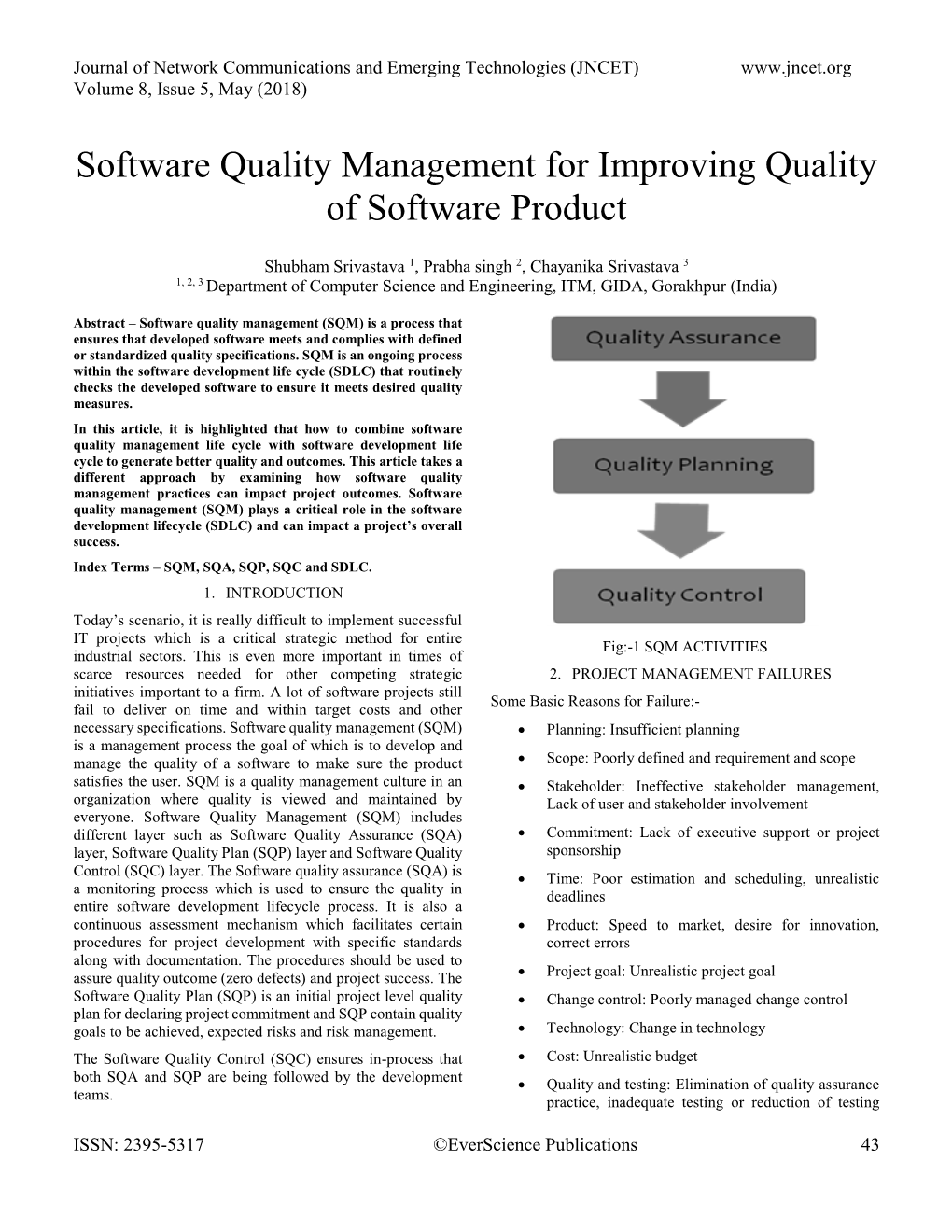 Software Quality Management for Improving Quality of Software Product
