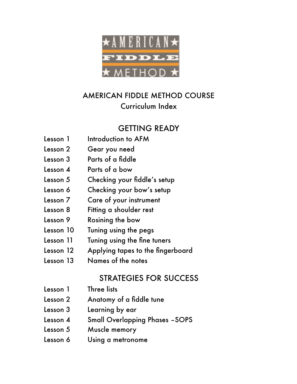 AFM Course Curriculum