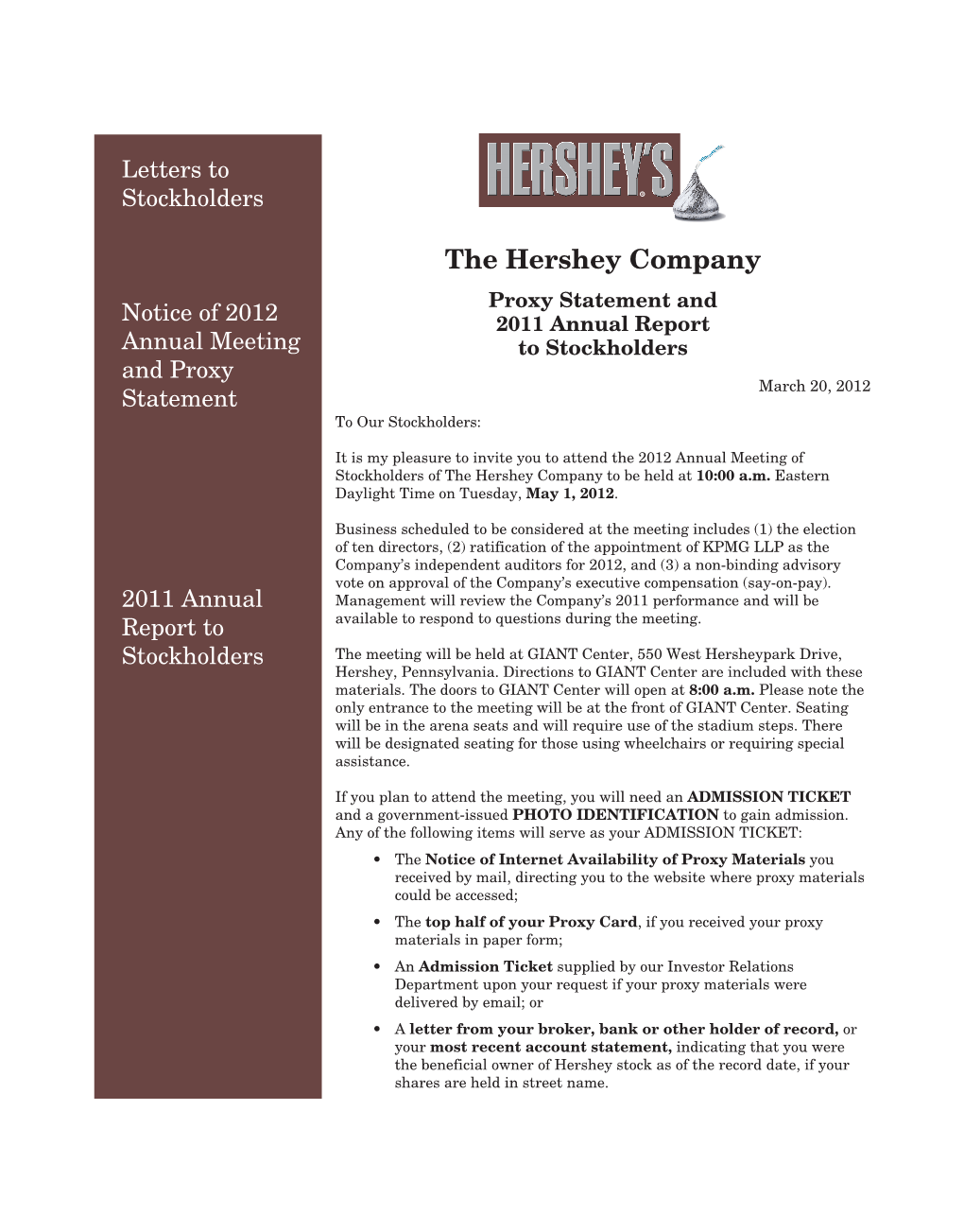 2012 Proxy Statement and 2011 Annual Report