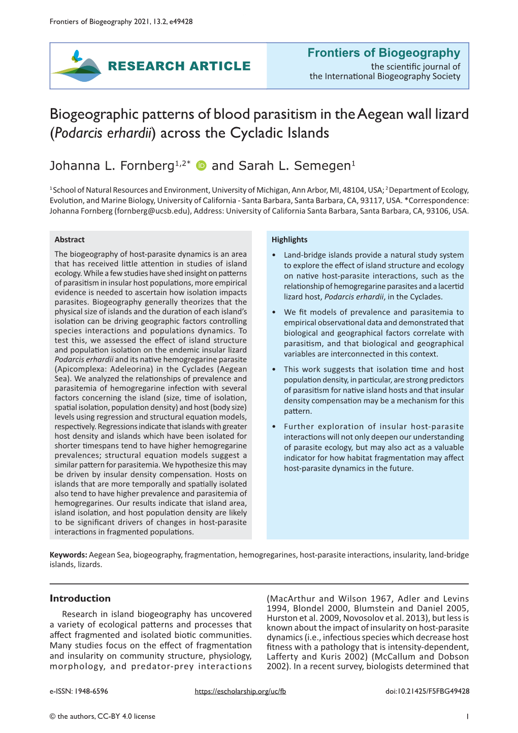 Podarcis Erhardii) Across the Cycladic Islands