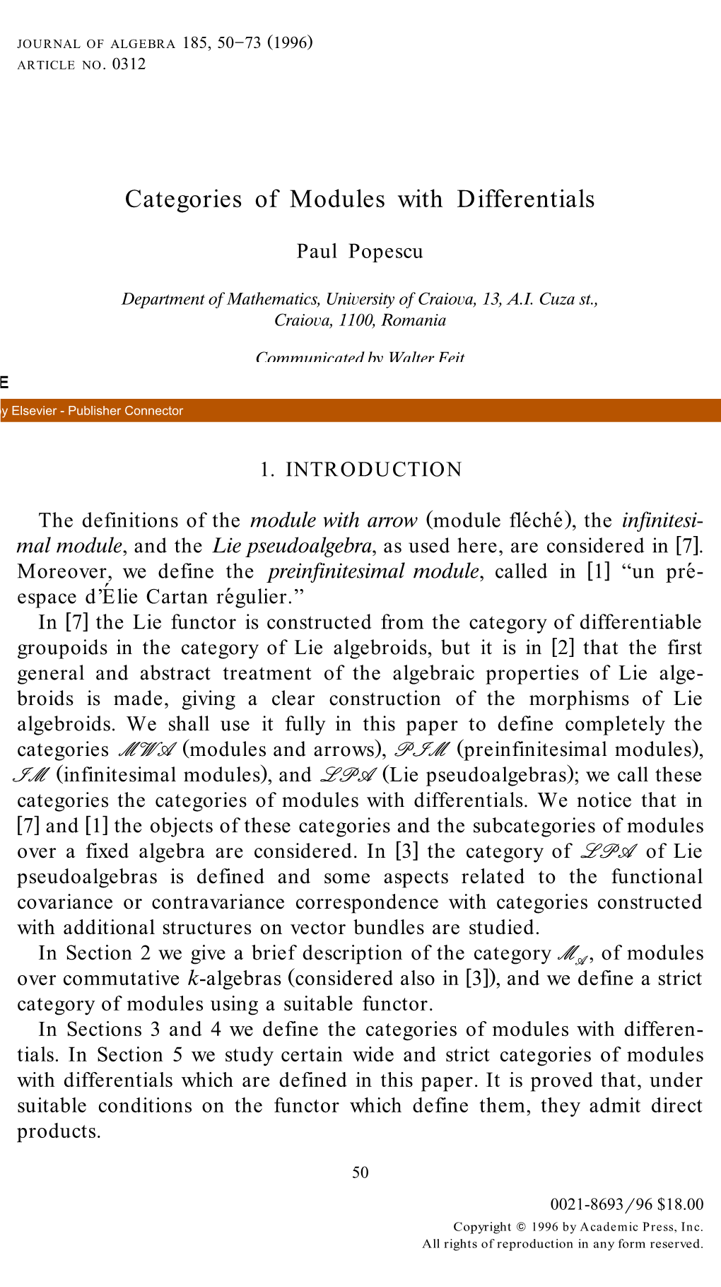 Categories of Modules with Differentials