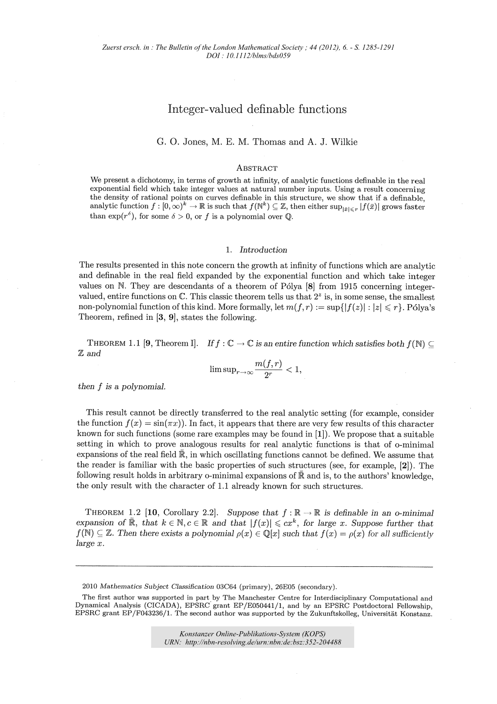 Integer-Valued Definable Functions