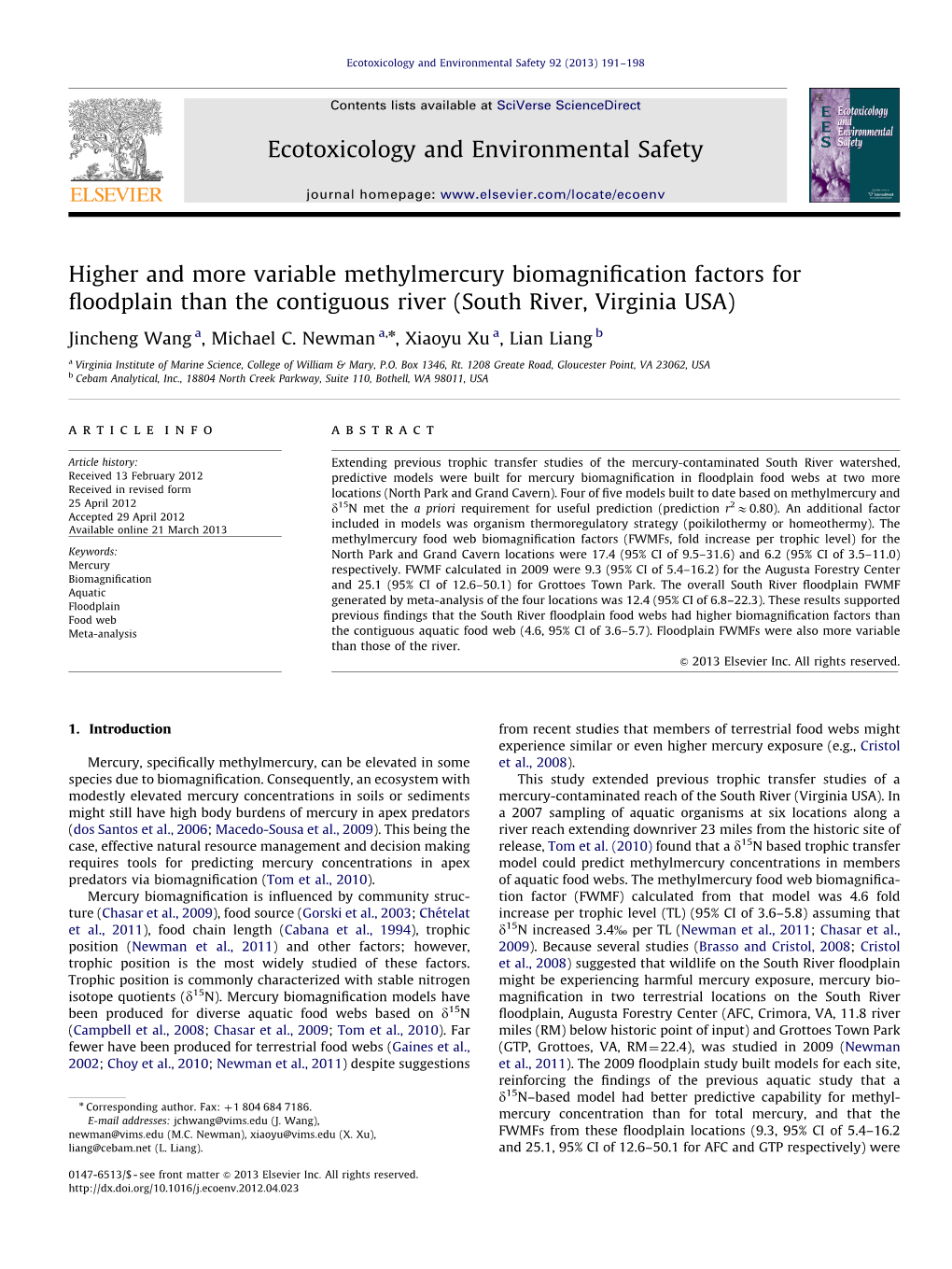 Higher and More Variable Methylmercury Biomagnification