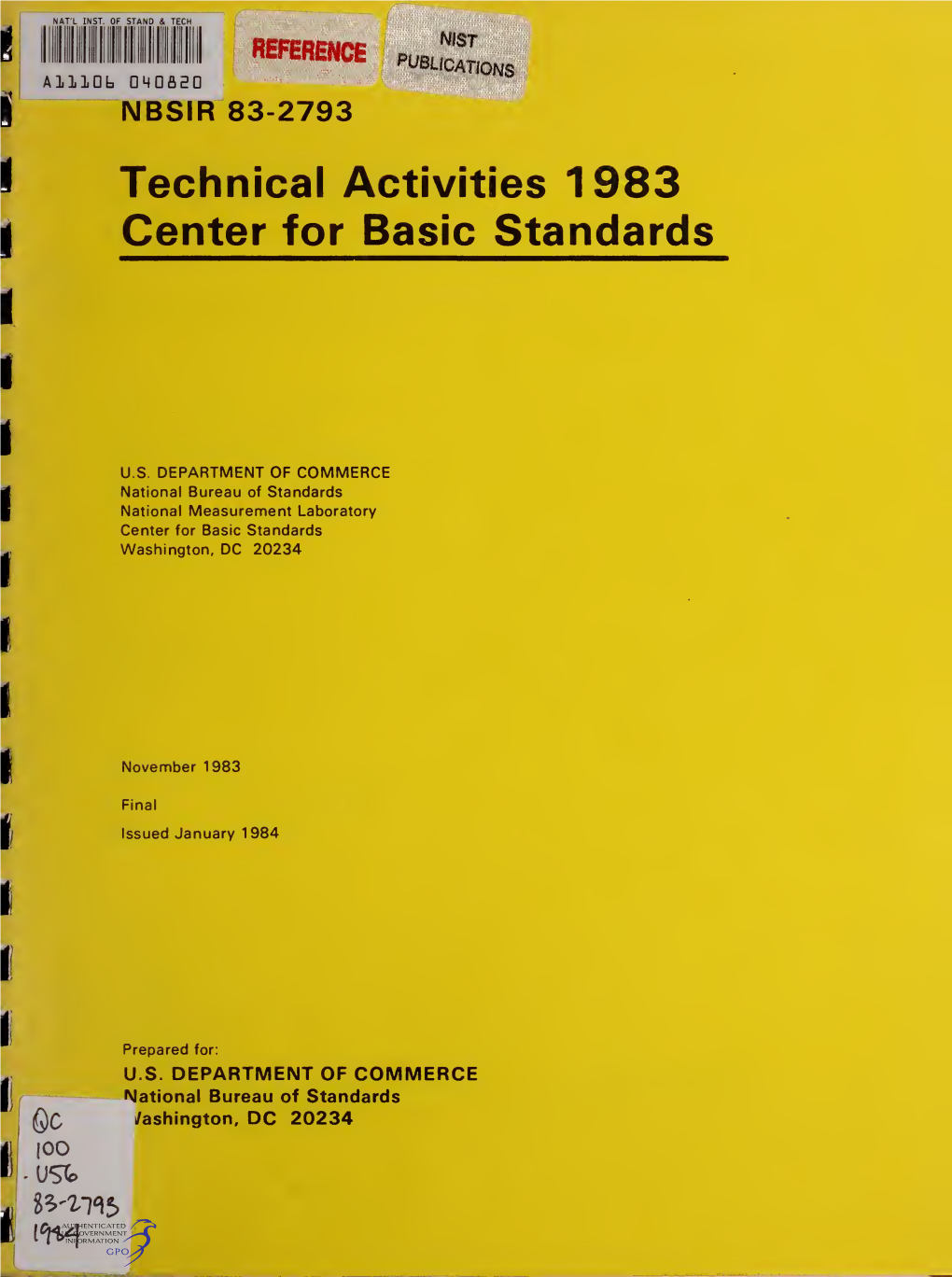 Technical Activities 1983 Center for Basic Standards