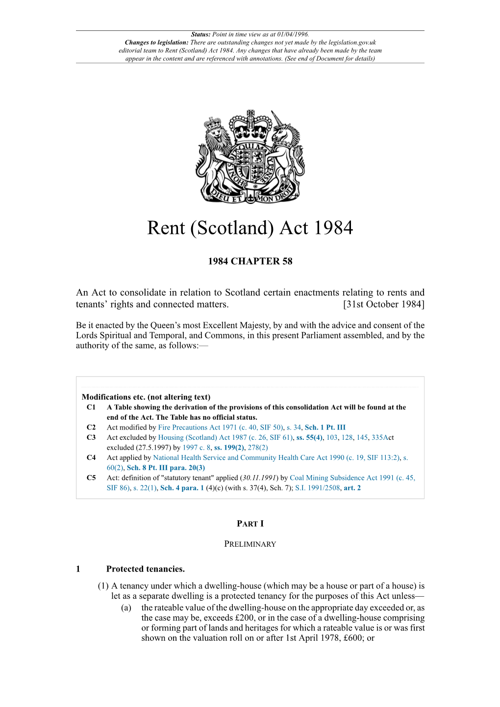 Rent (Scotland) Act 1984