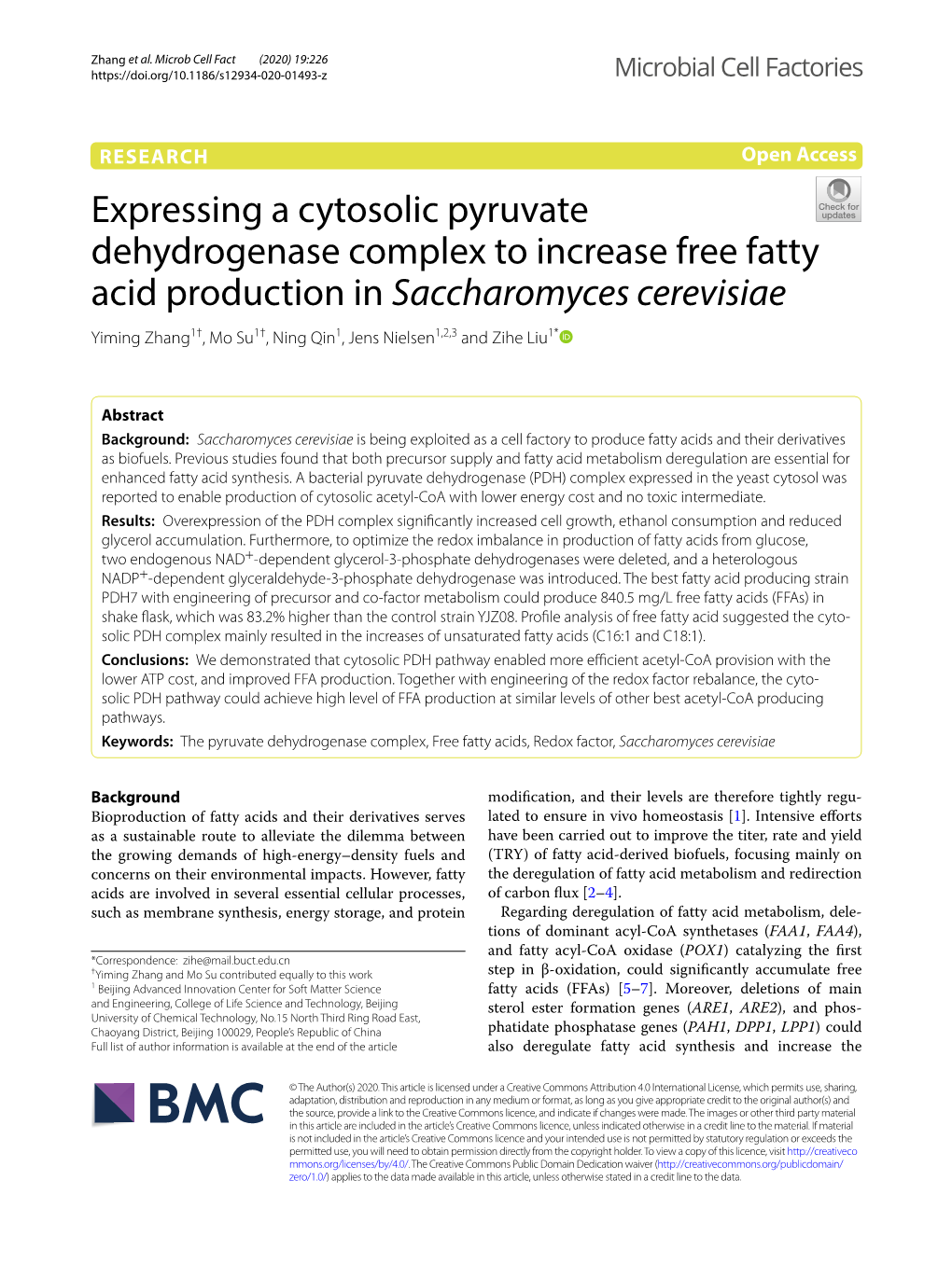 Expressing a Cytosolic Pyruvate Dehydrogenase Complex To