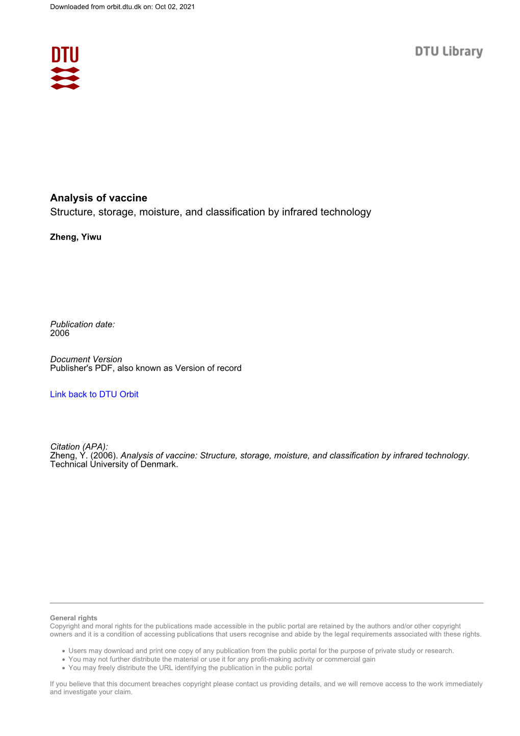 Analysis of Vaccine Structure, Storage, Moisture, and Classification by Infrared Technology