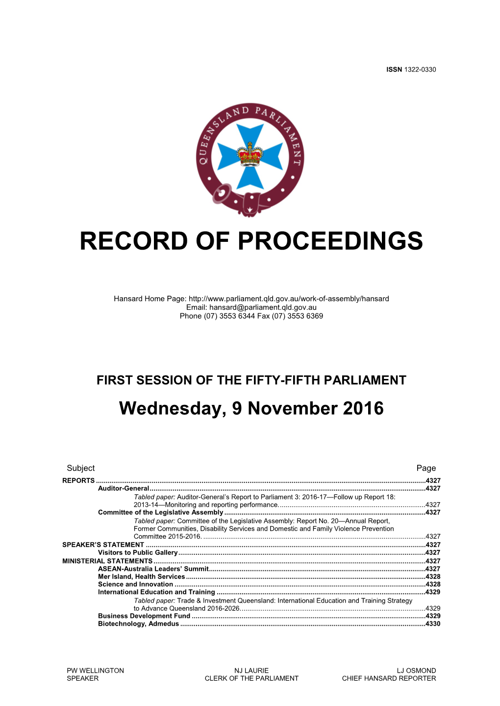 Record of Proceedings