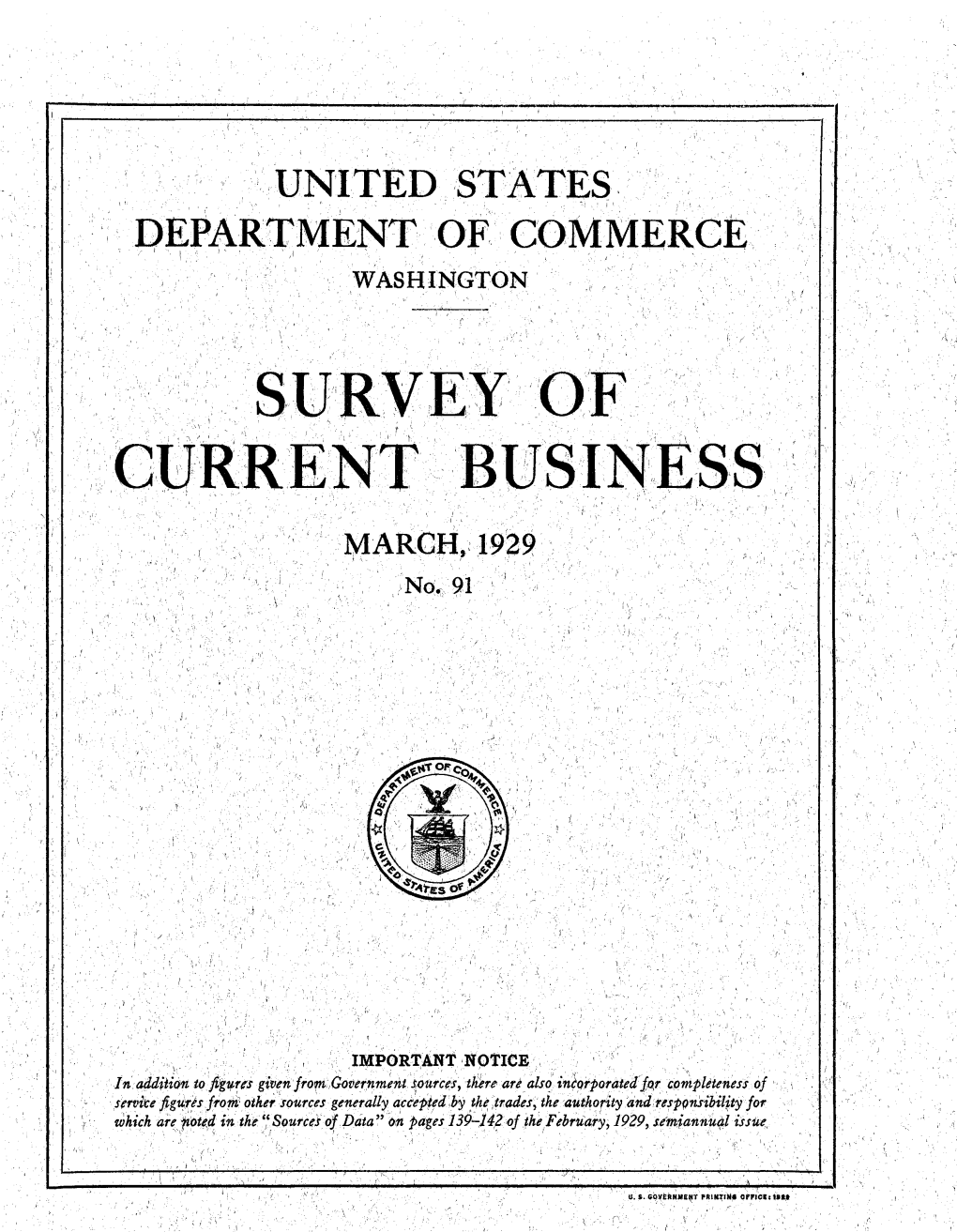 Survey of Current Business March 1929