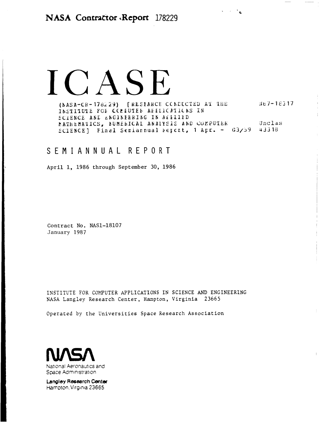 NASA Contrattbr 4Report 178229 S E M I a N N U a L R E P O