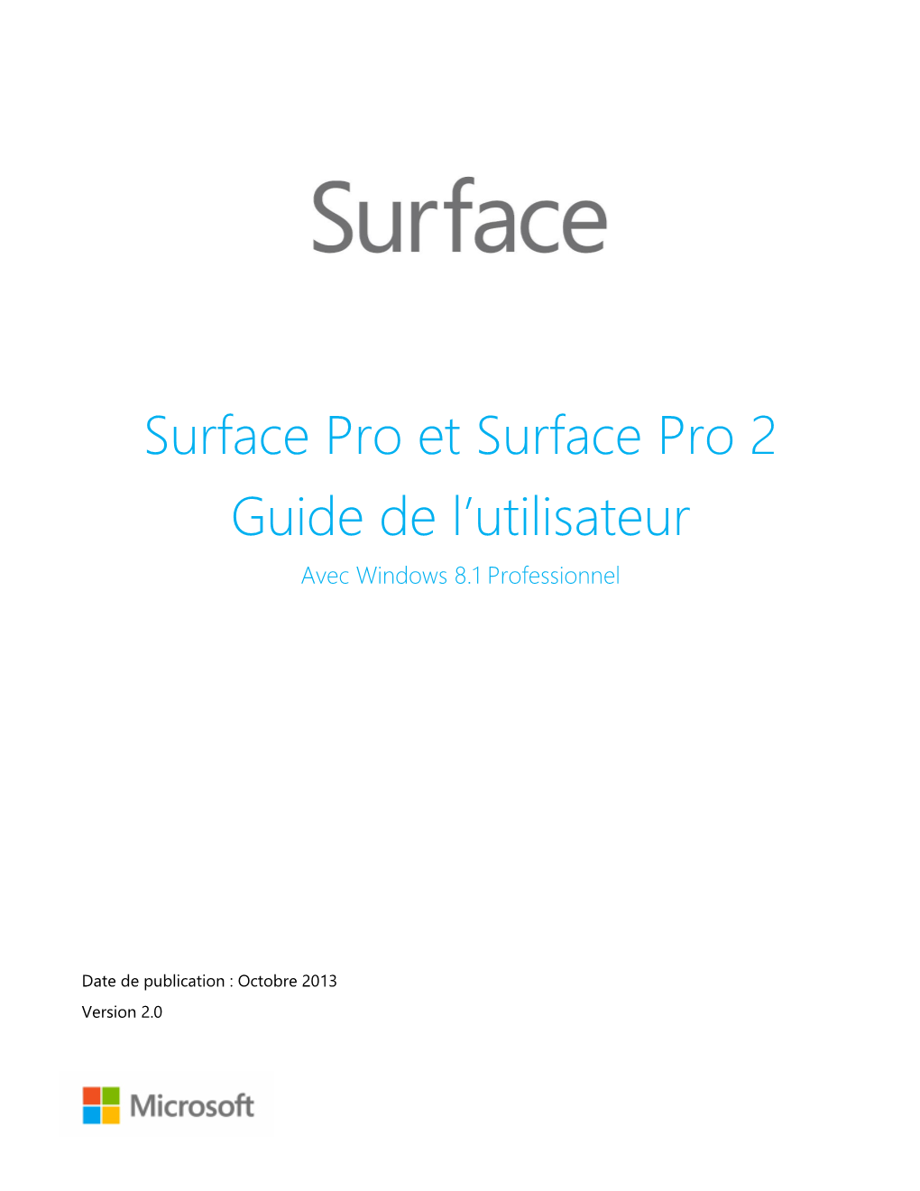 Surface Pro Et Surface Pro 2 Guide De L'utilisateur