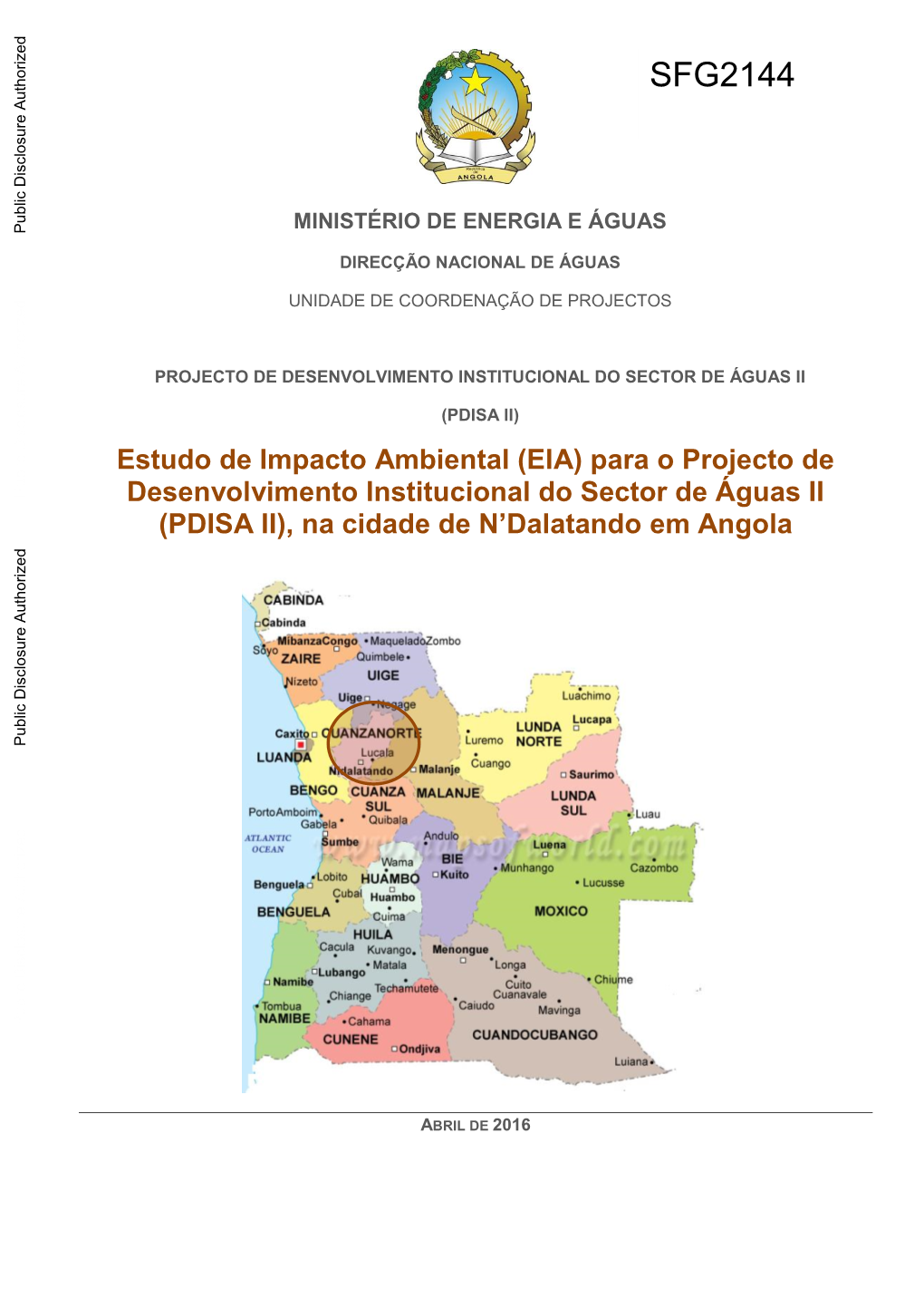 Estudo De Impacto Ambiental (EIA) Para O Projecto De