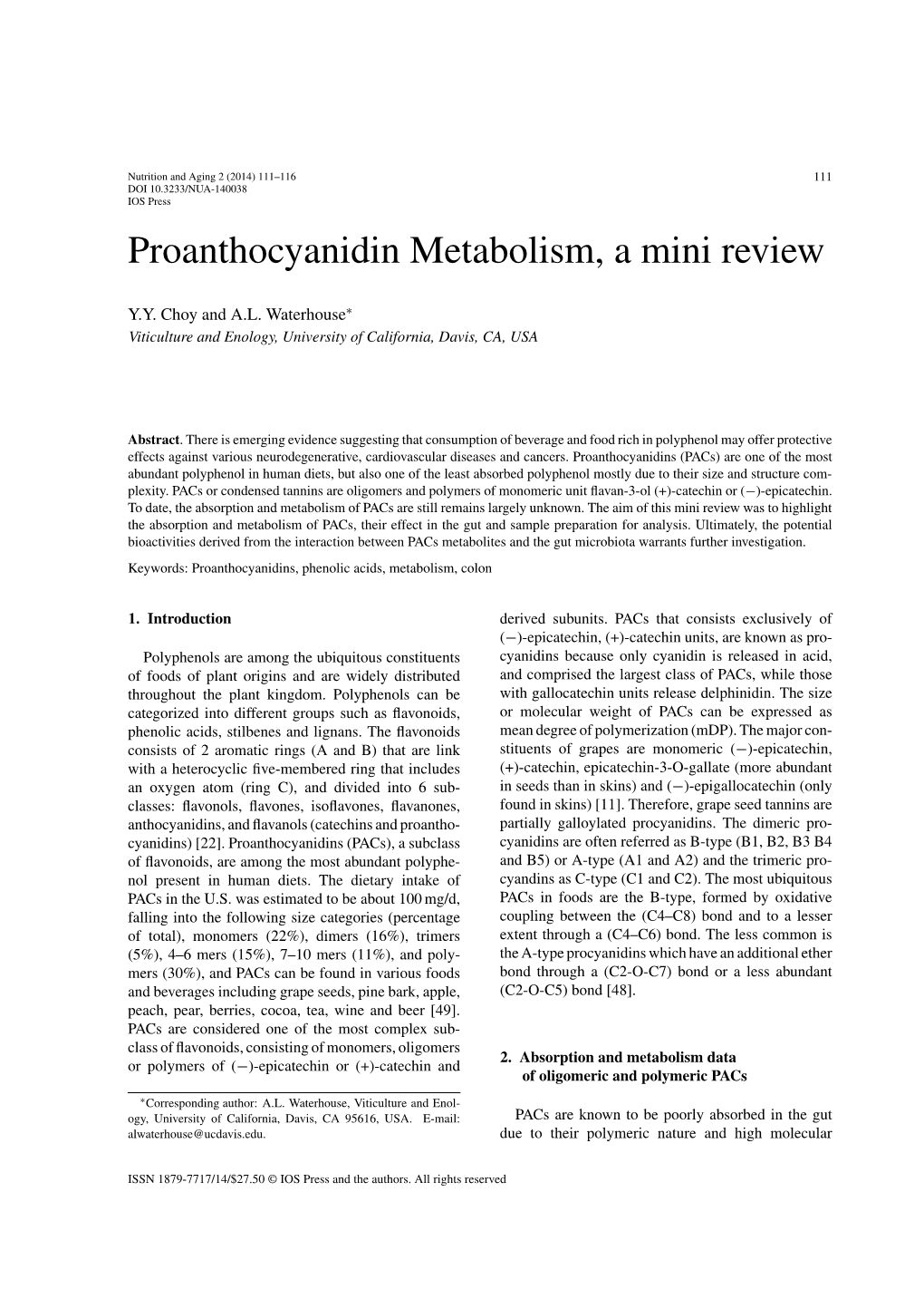 Proanthocyanidin Metabolism, a Mini Review