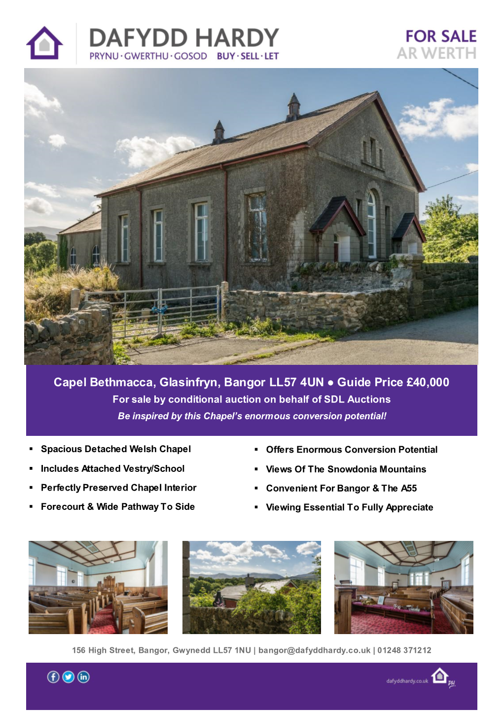 Capel Bethmacca, Glasinfryn, Bangor LL57 4UN Guide Price £40,000