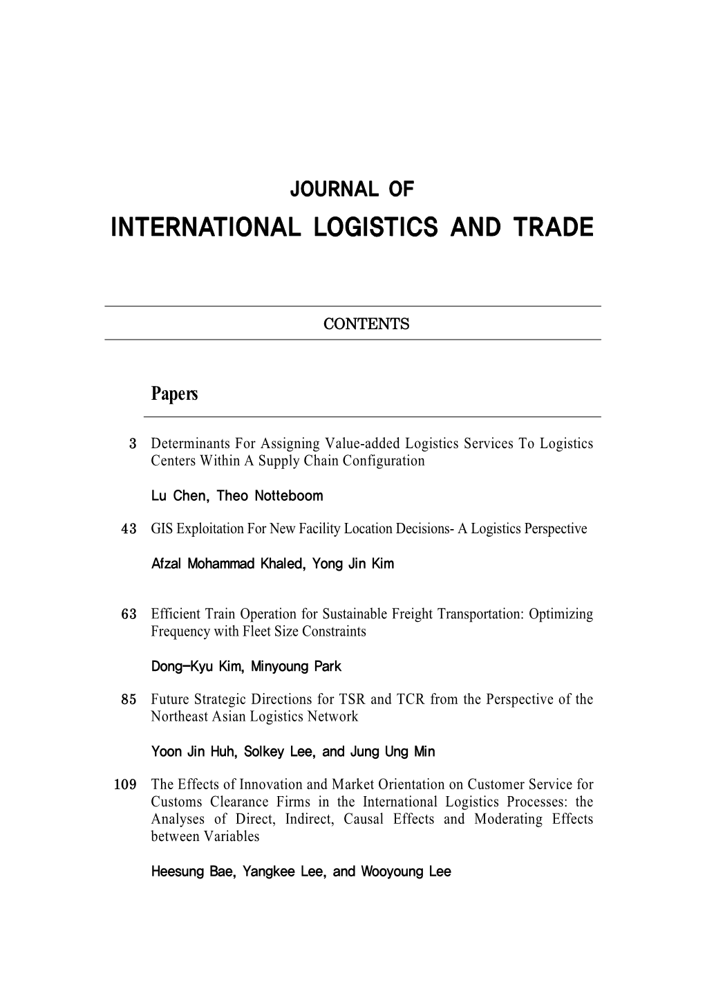 International Logistics and Trade