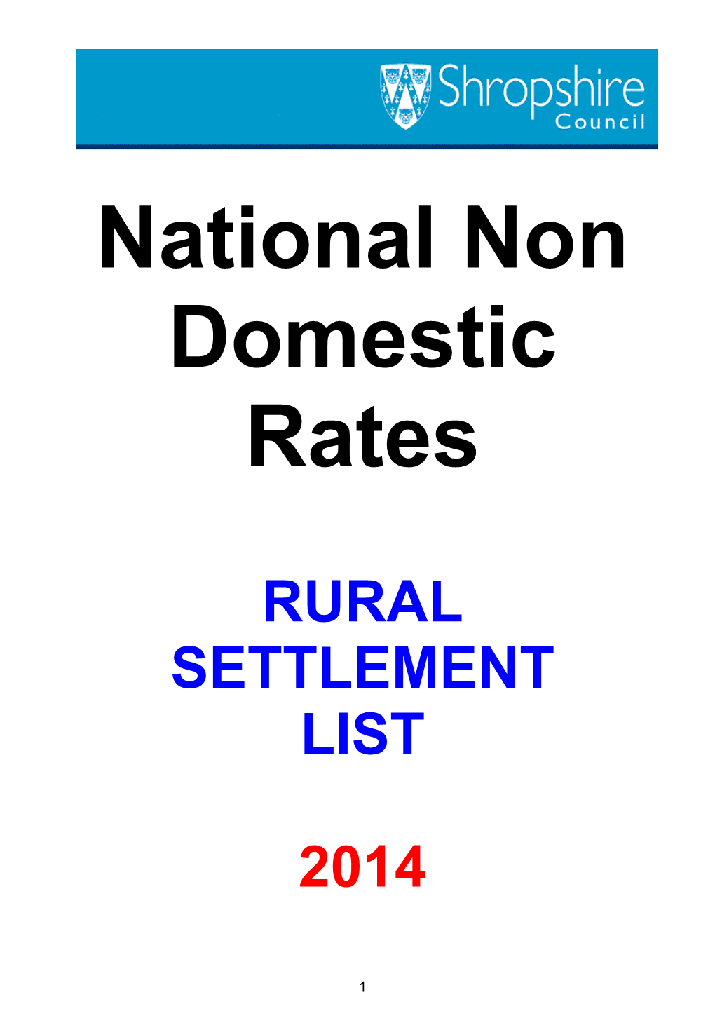 Rural Settlement List 2014