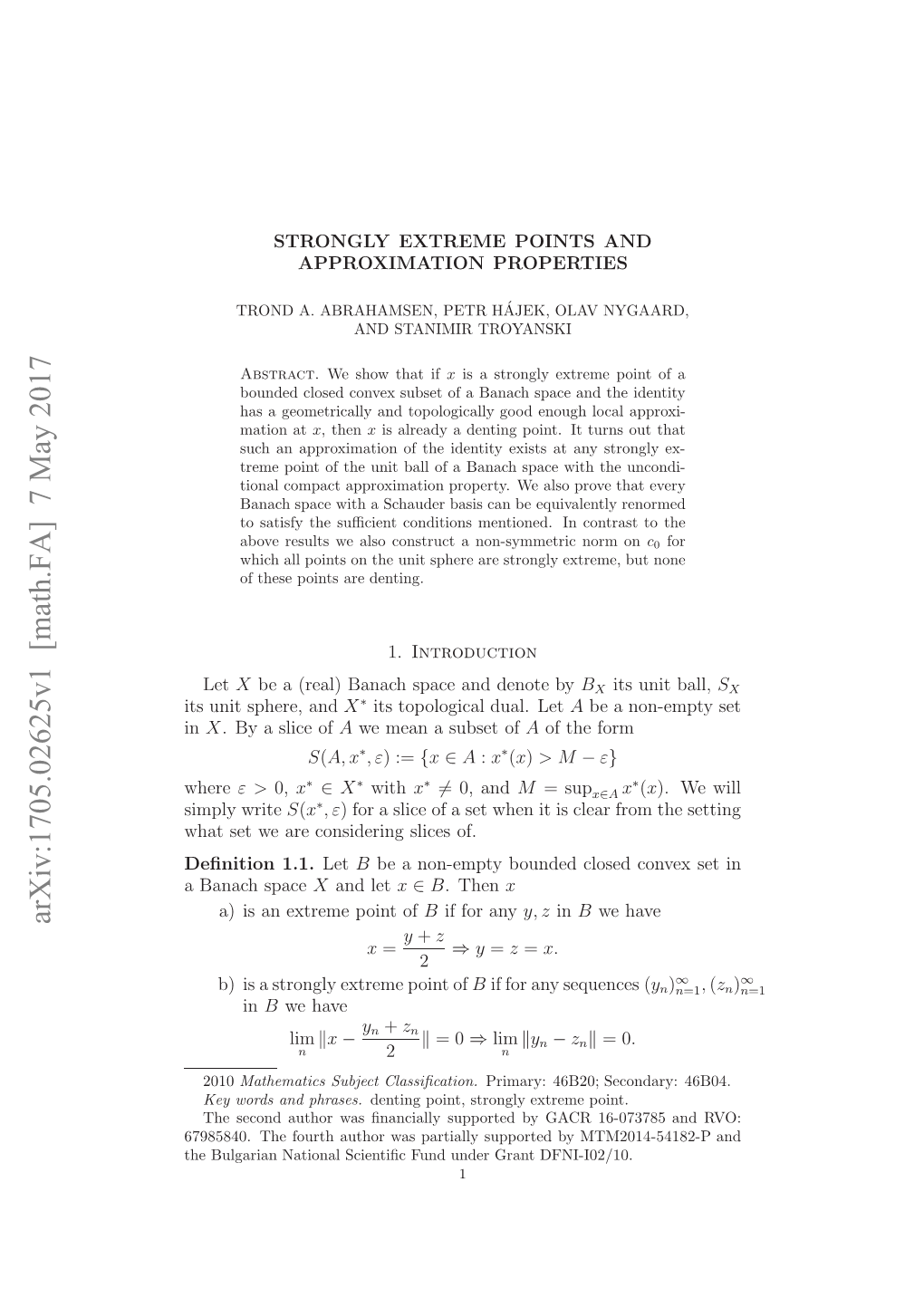 Arxiv:1705.02625V1 [Math.FA] 7 May 2017 in H Ugra Ainlsinicfn Ne Rn DFNI-I02/10