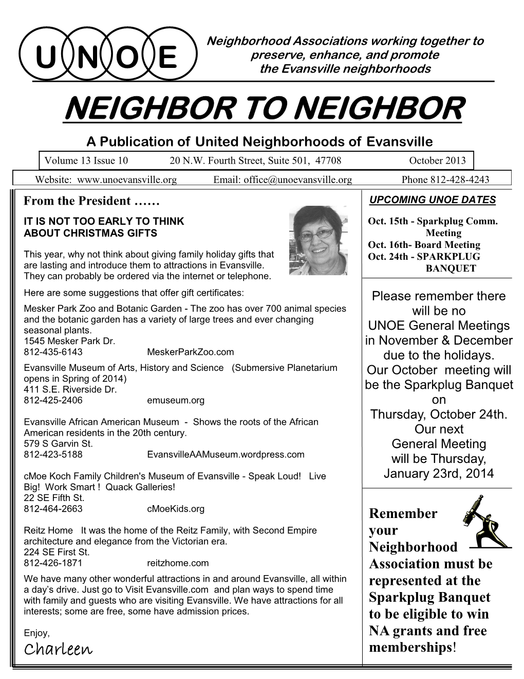 Newsletter Dated October 1, 2013