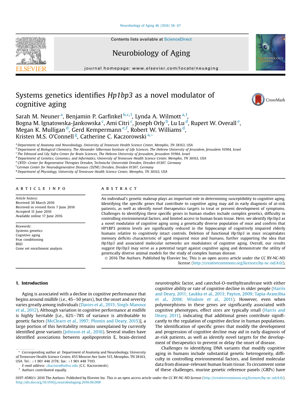 Systems Genetics Identifies Hp1bp3 As a Novel Modulator of Cognitive