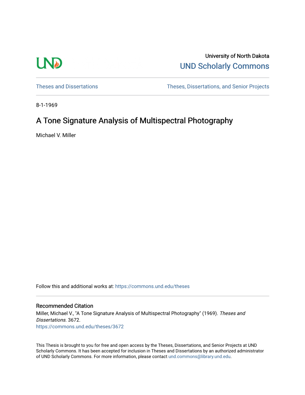 A Tone Signature Analysis of Multispectral Photography