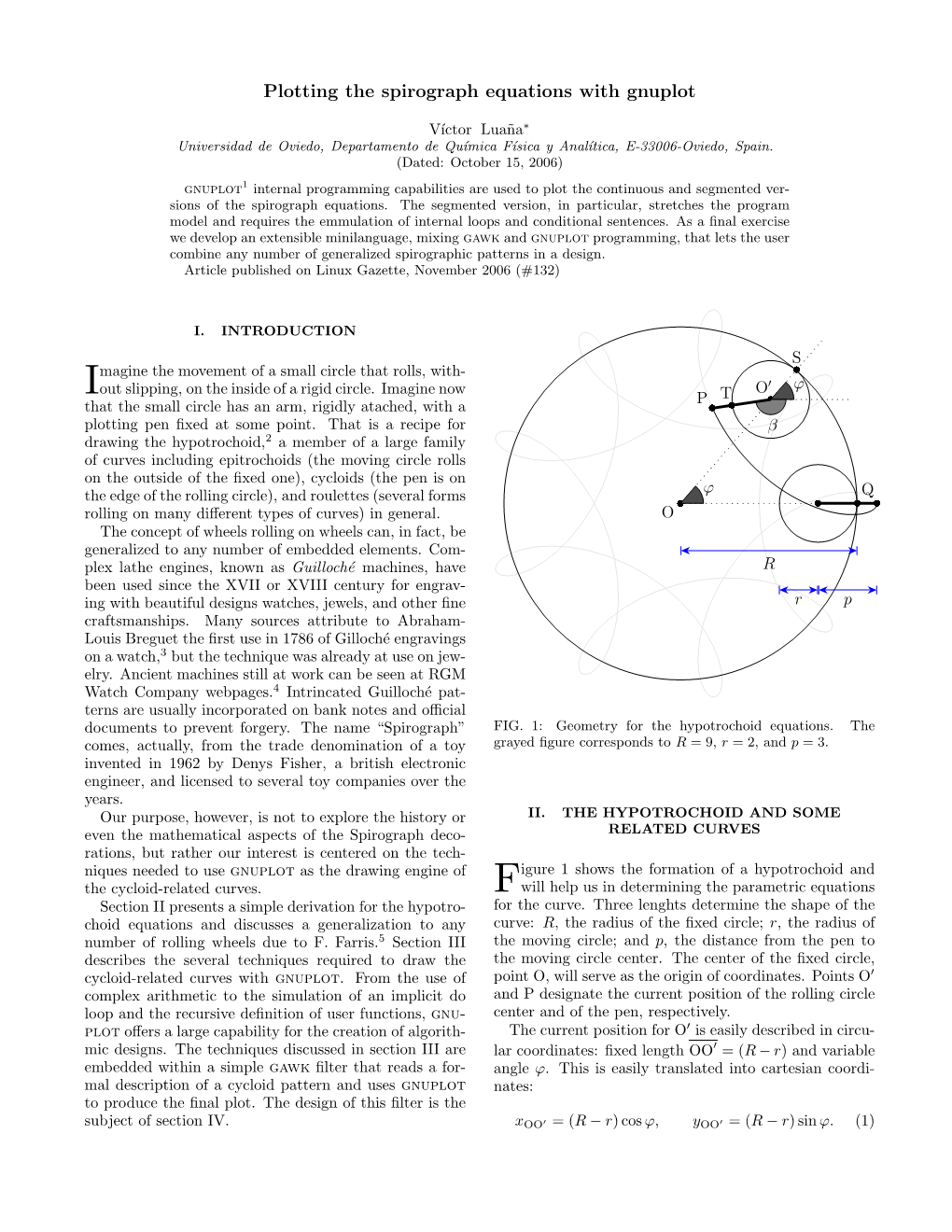 Plotting the Spirograph Equations with Gnuplot