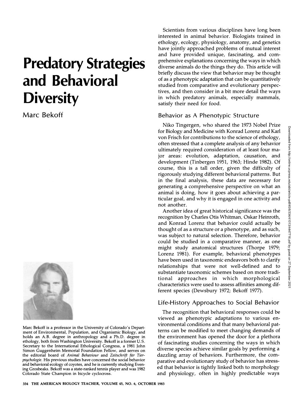 Predatory Strategies and Behavioral Diversity