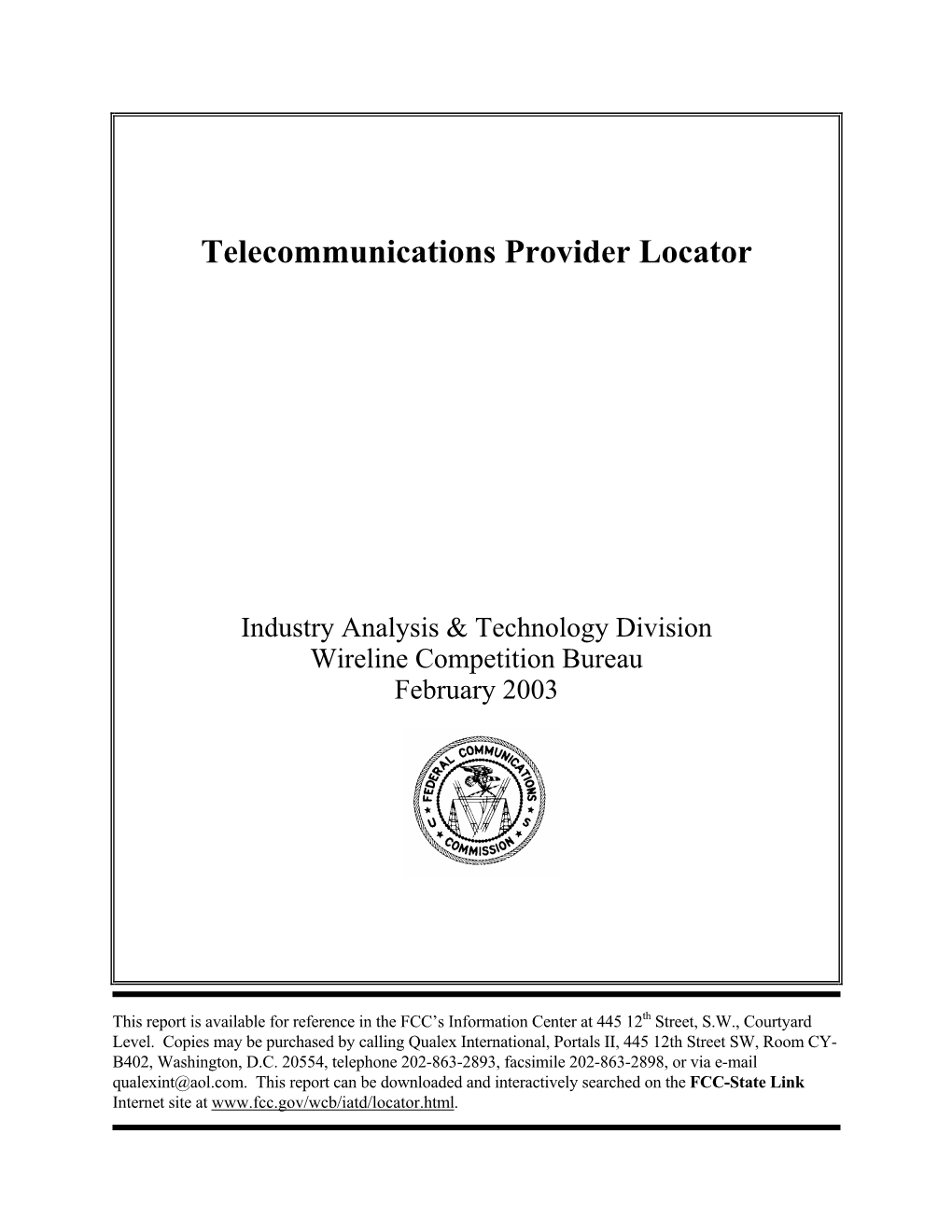 Telecommunications Provider Locator