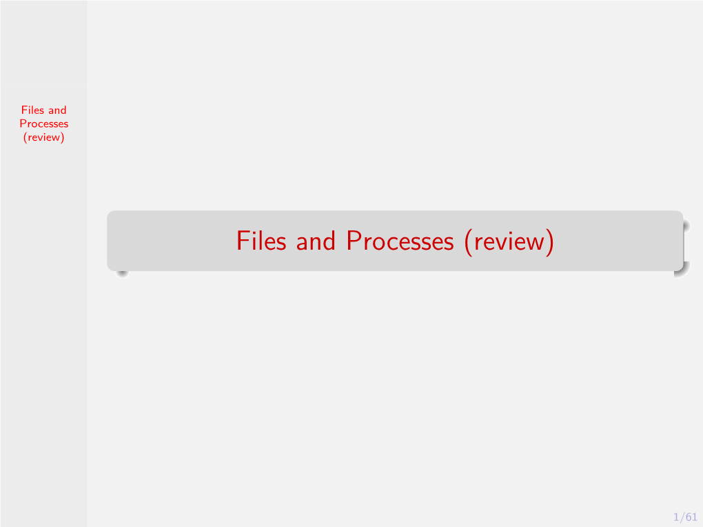 Files and Processes (Review)