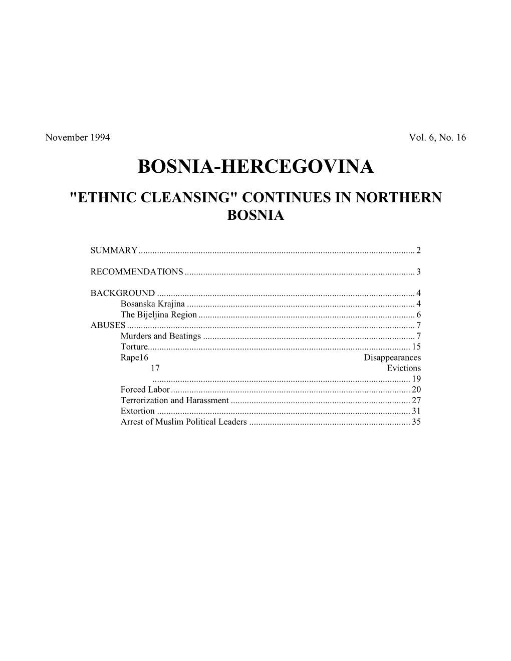 Bosnia-Hercegovina "Ethnic Cleansing"