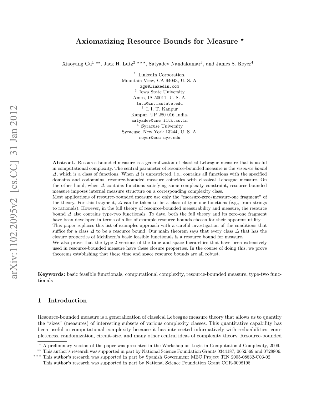 Axiomatizing Resource Bounds for Measure