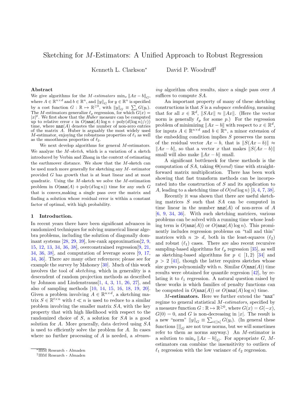 Sketching for M-Estimators: a Unified Approach to Robust Regression