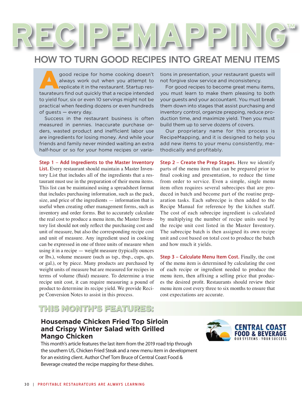 Recipemapping™ How to Turn Good Recipes Into Great Menu Items