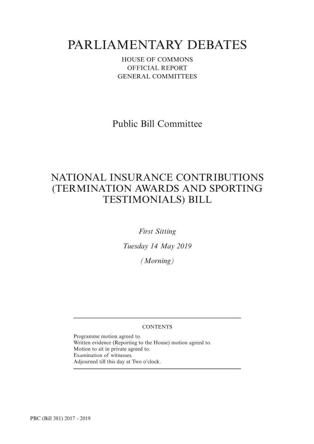 Parliamentary Debates House of Commons Official Report General Committees