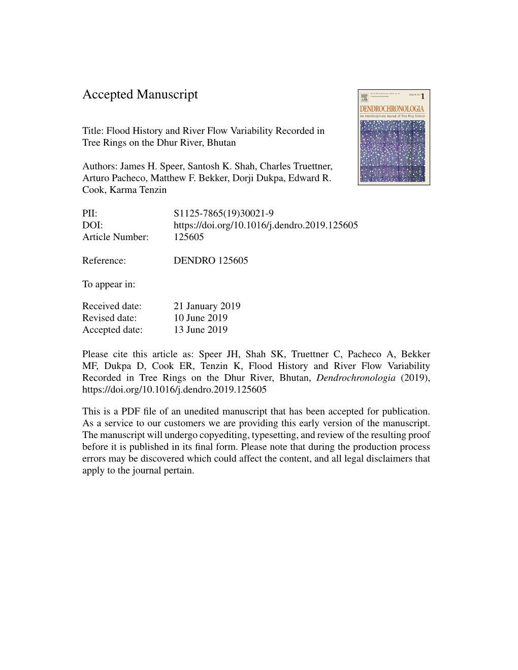 Flood History and River Flow Variability Recorded in Tree Rings on the Dhur River, Bhutan