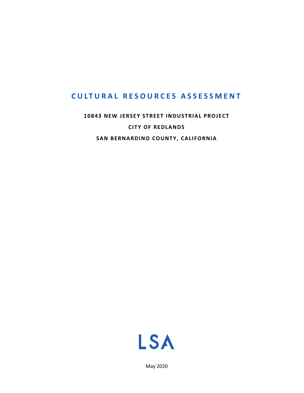 Cultural Resources Assessment