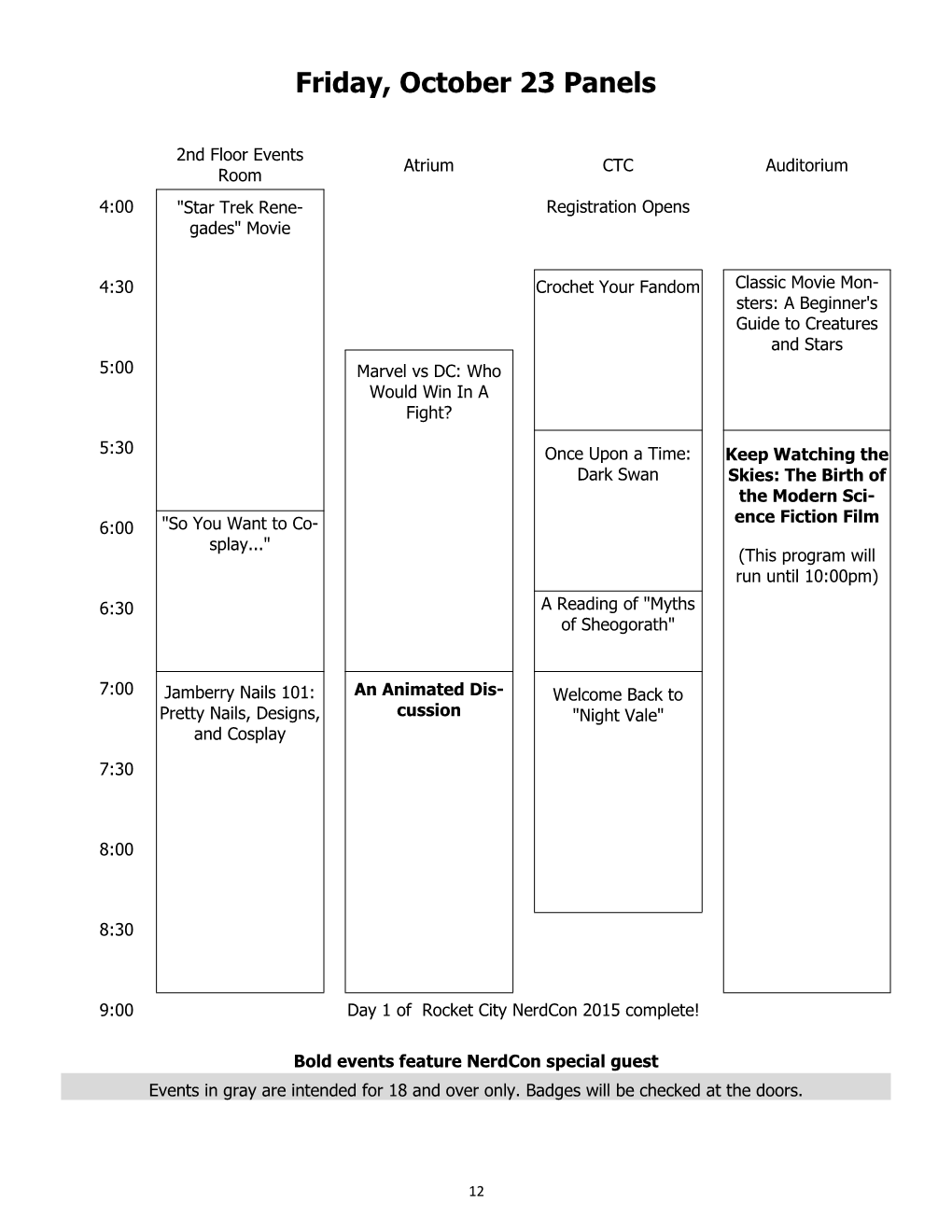 Friday, October 23 Panels