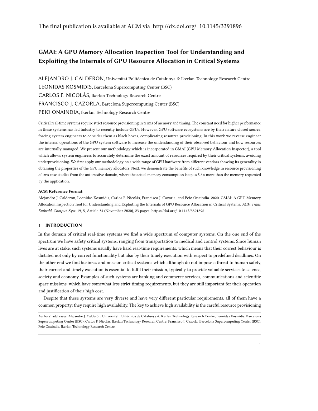 GMAI: a GPU Memory Allocation Inspection Tool for Understanding and Exploiting the Internals of GPU Resource Allocation in Critical Systems