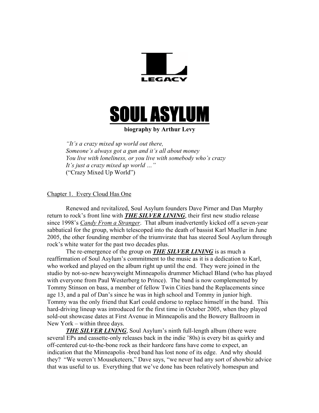 SOUL ASYLUM Biography by Arthur Levy