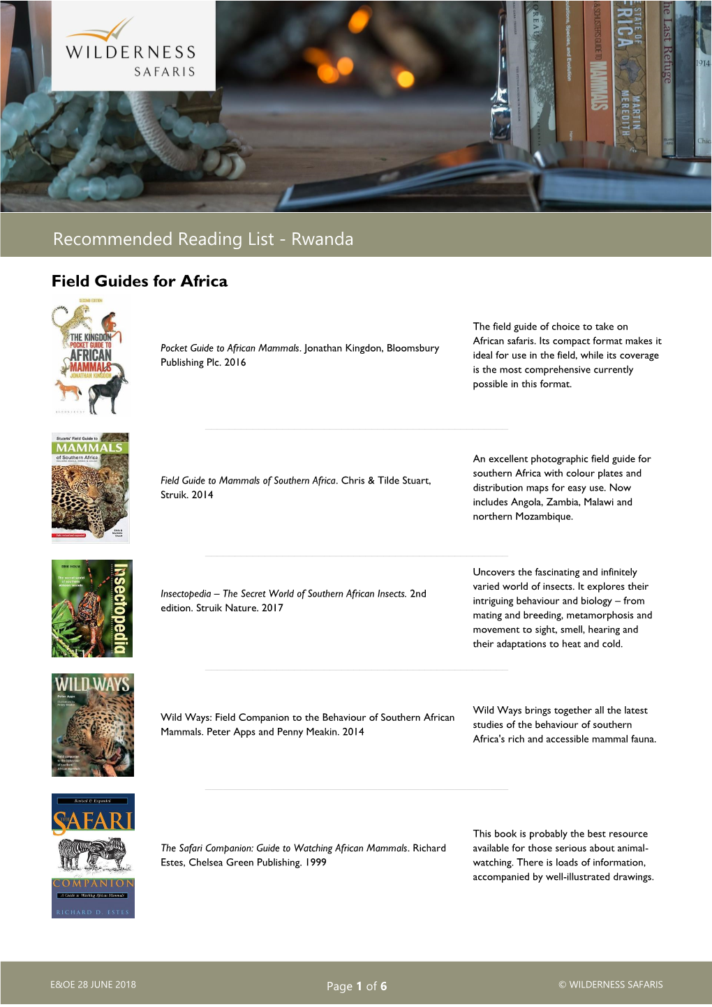 Recommended Reading List - Rwanda