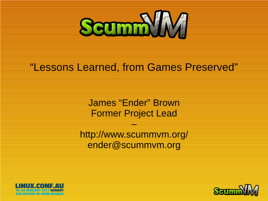 “Lessons Learned, from Games Preserved”