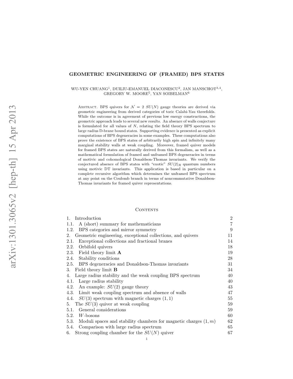 Geometric Engineering of (Framed) Bps States