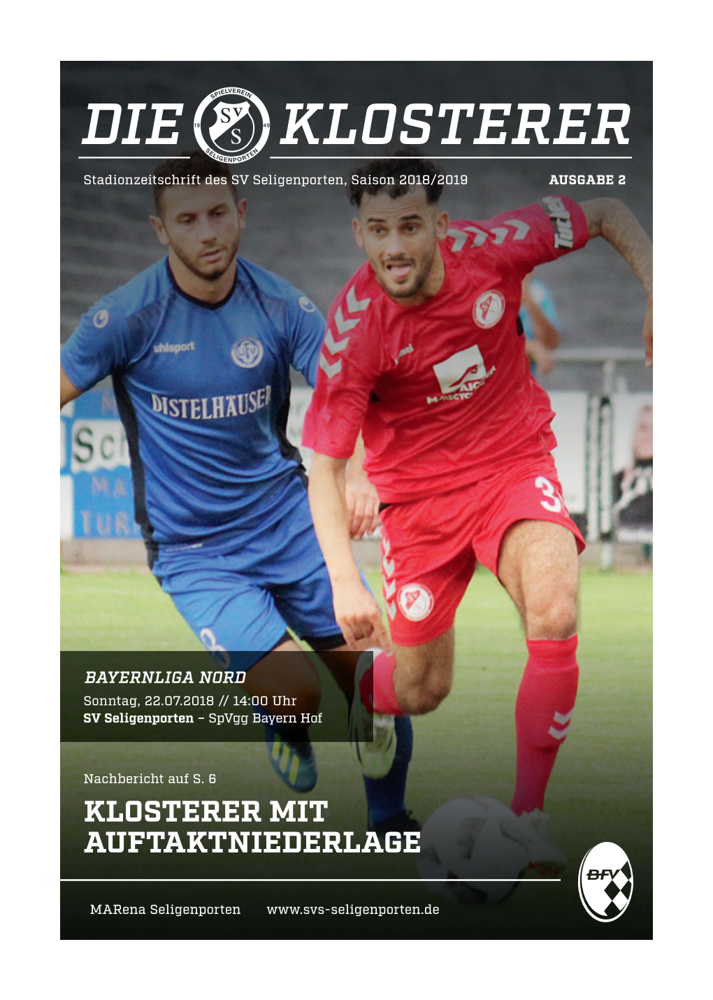 DIE KLOSTERER Stadionzeitschrift Des SV Seligenporten, Saison 2018/2019 AUSGABE 2