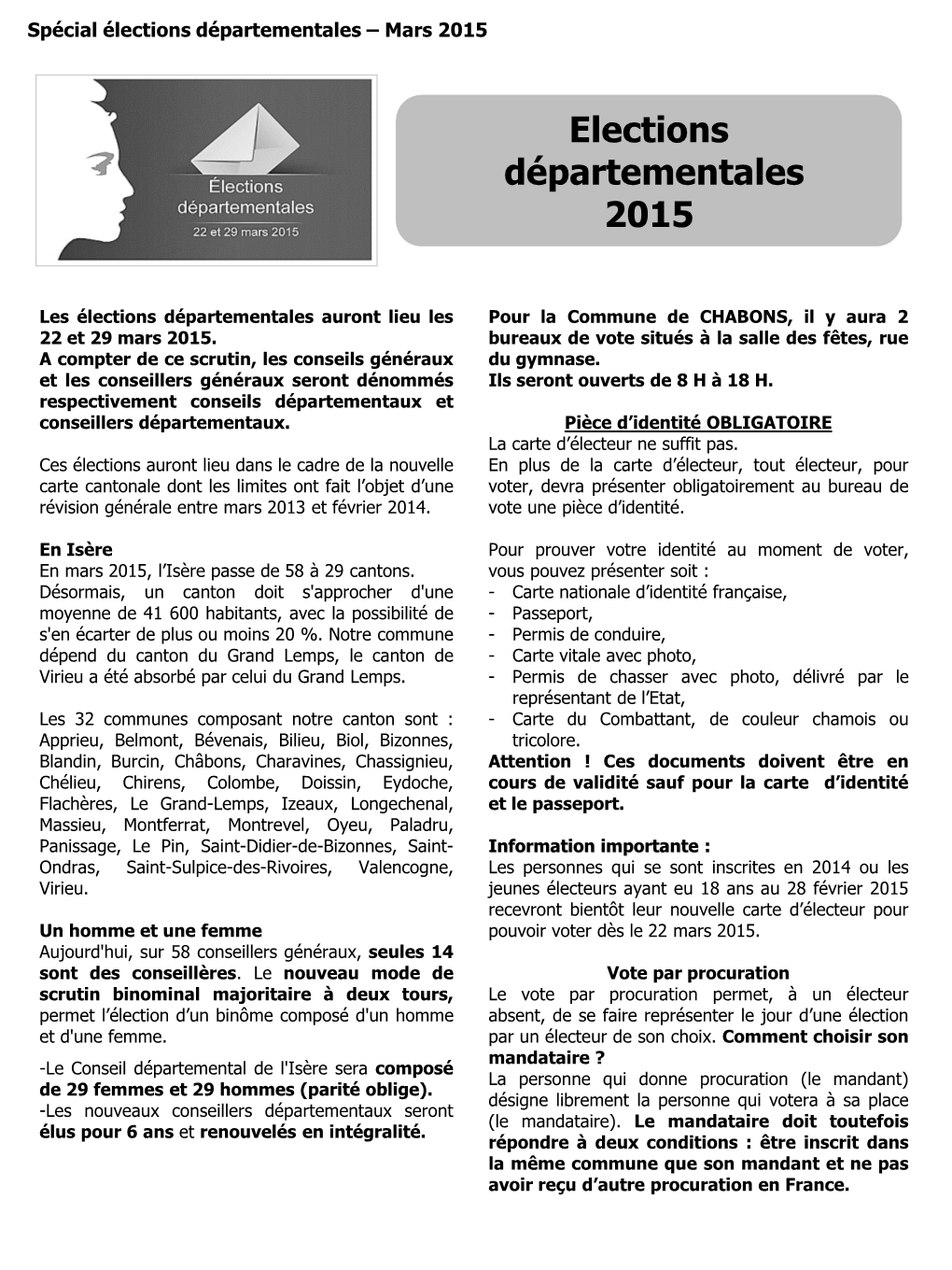 Elections Départementales 2015
