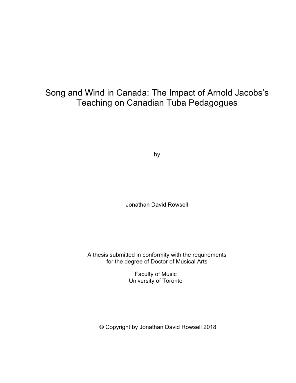 The Impact of Arnold Jacobs's Teaching on Canadian Tuba