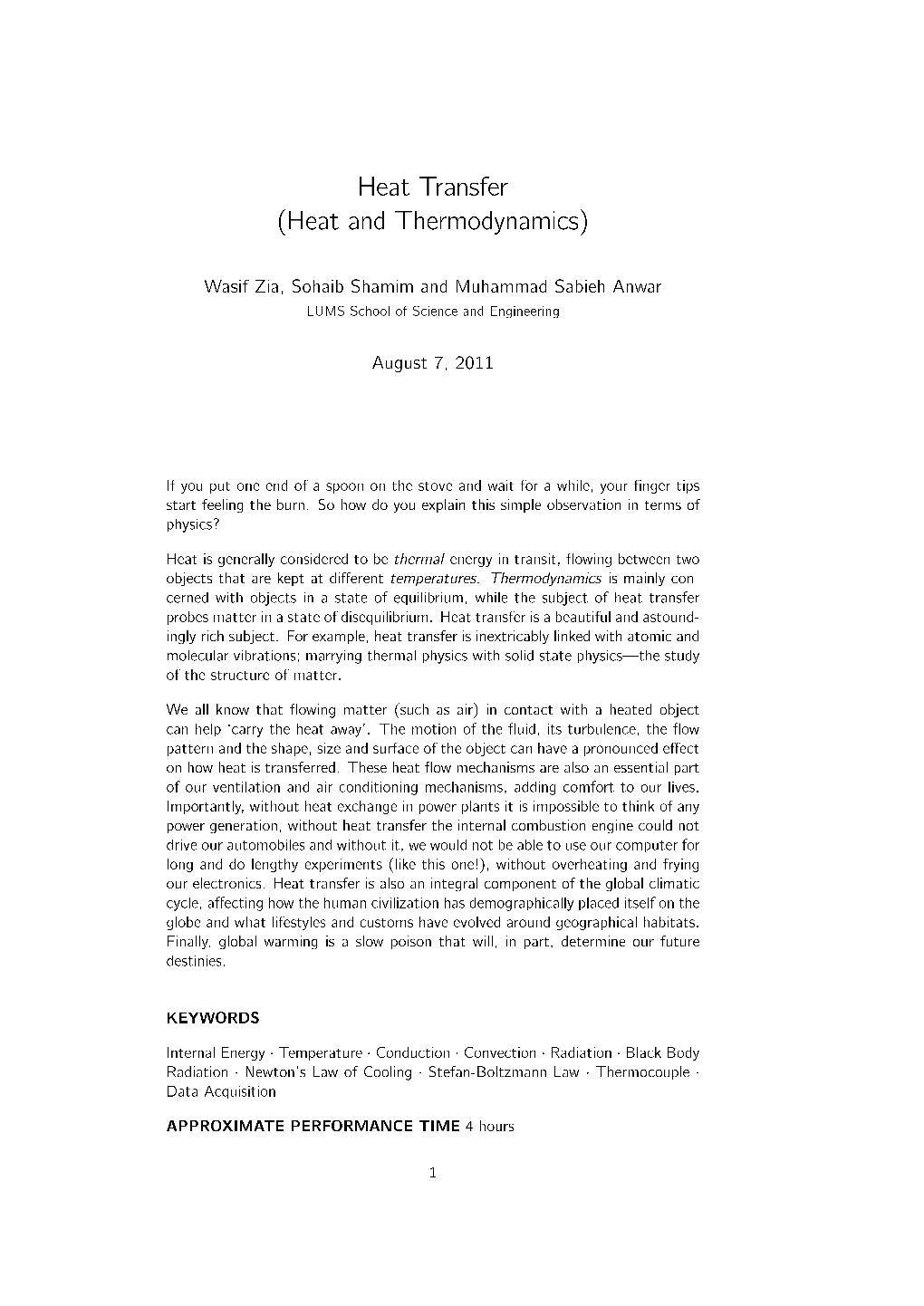 Heat Transfer (Heat and Thermodynamics)