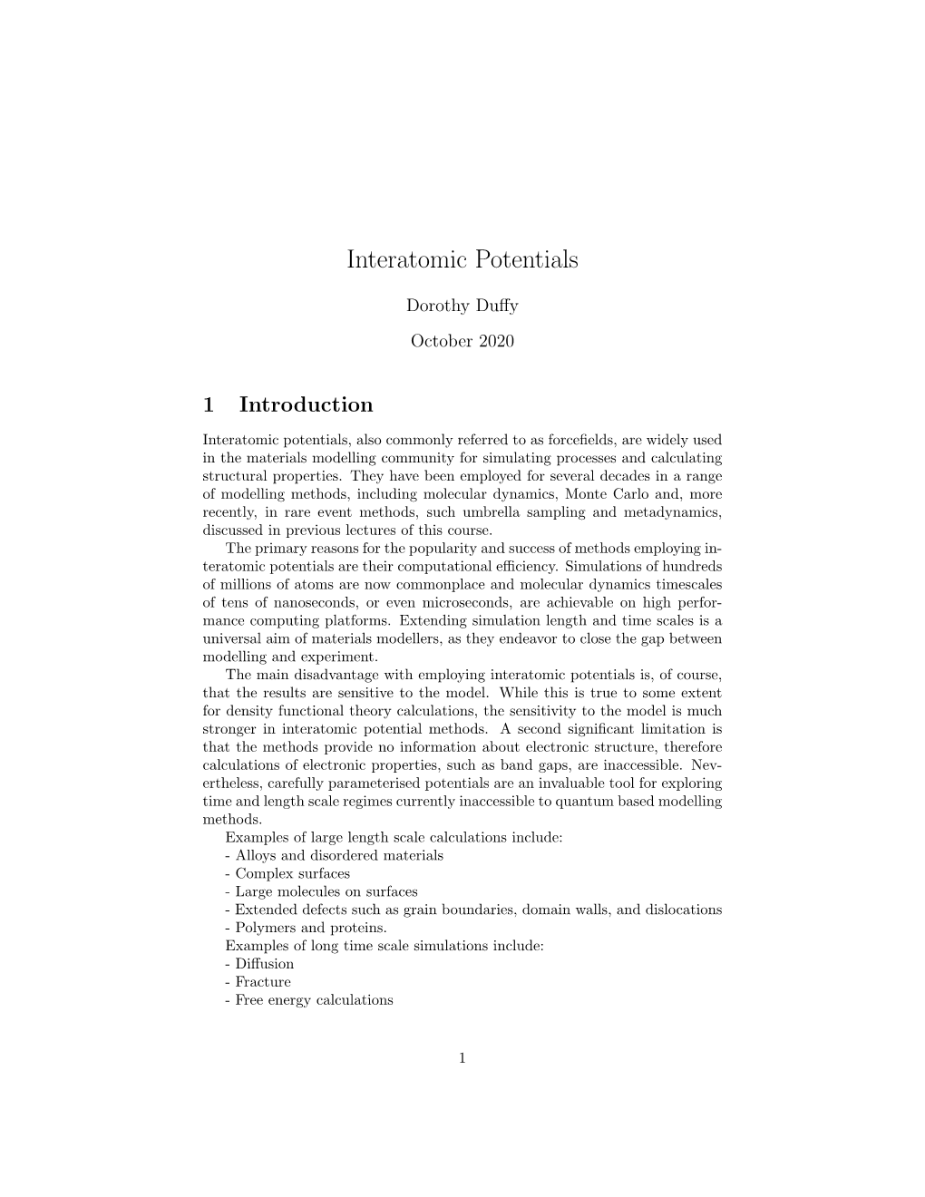 Interatomic Potentials