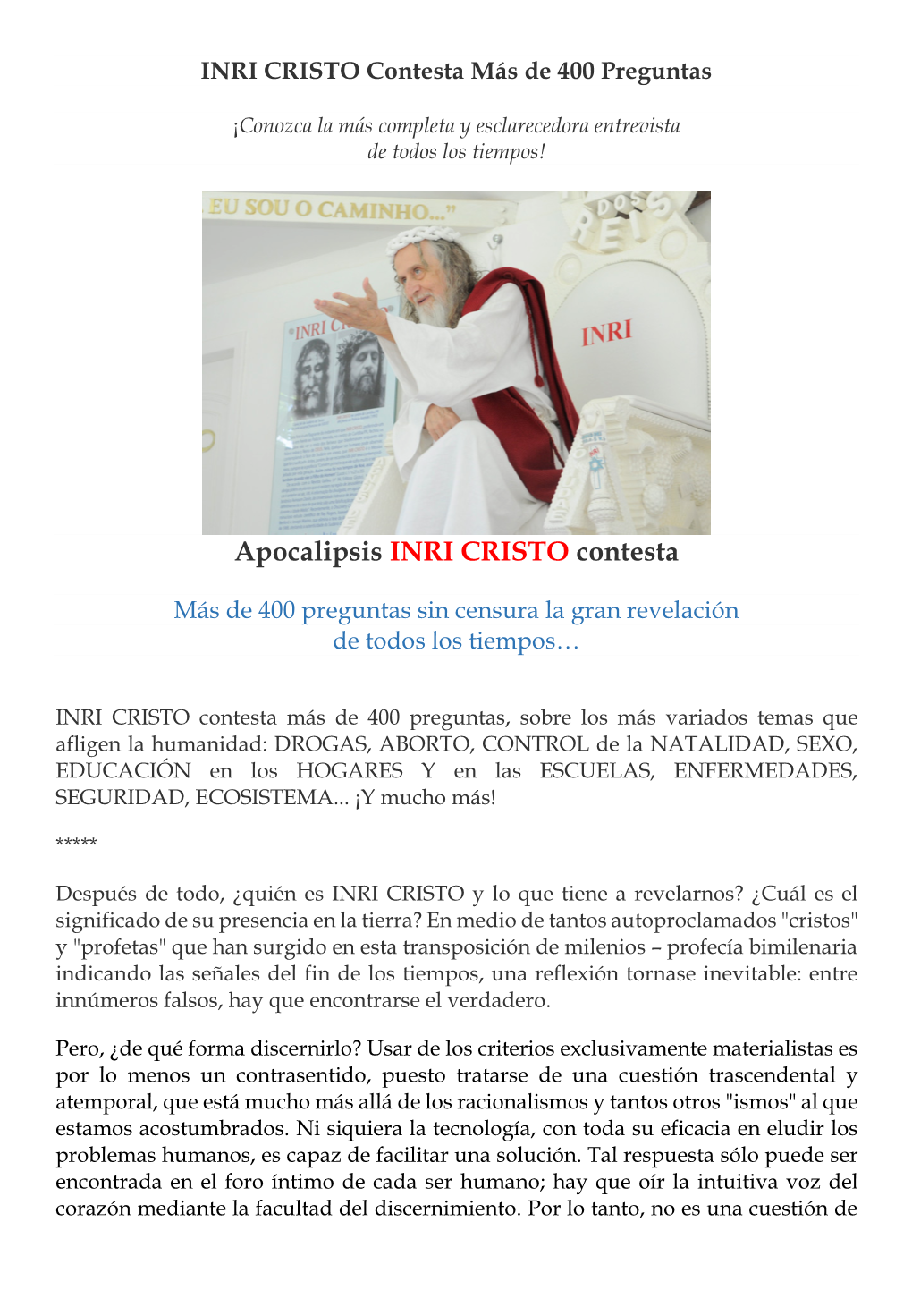 Apocalipsis INRI CRISTO Contesta