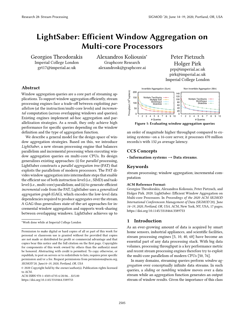 Lightsaber: Efficient Window Aggregation on Multi-Core Processors