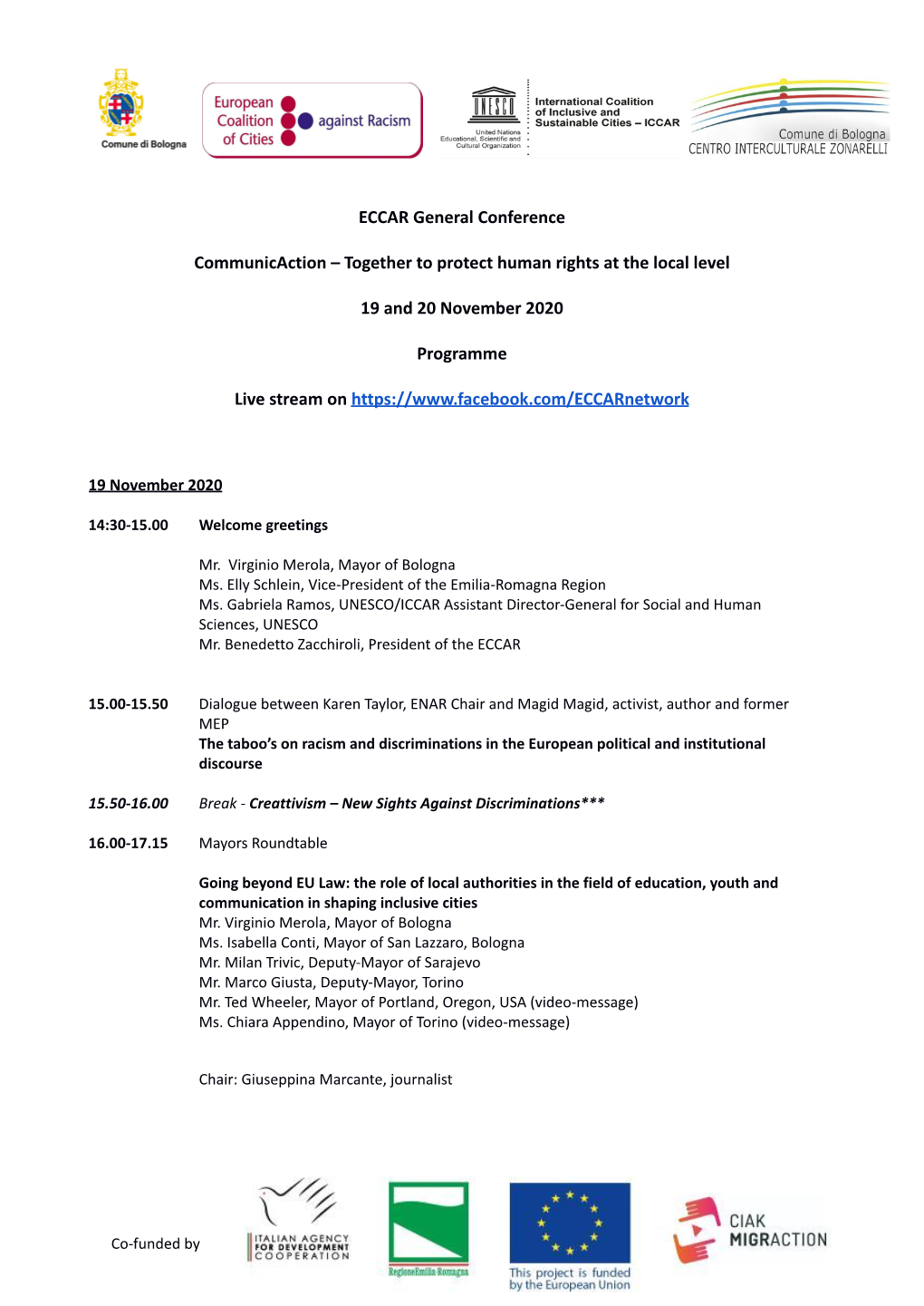 ECCAR General Conference 2020 Preliminary Programme EN.Docx