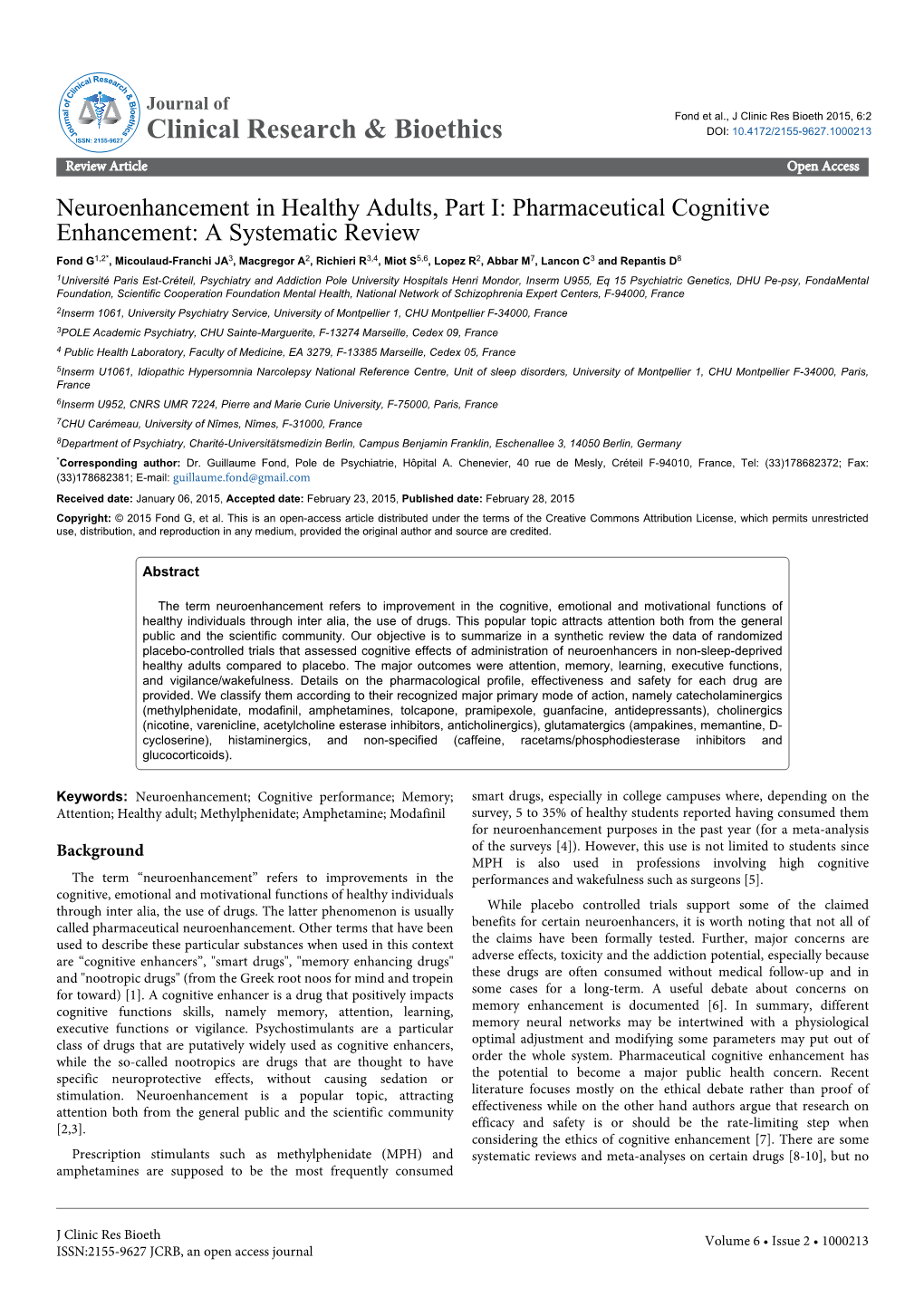 Neuroenhancement in Healthy Adults, Part I: Pharmaceutical